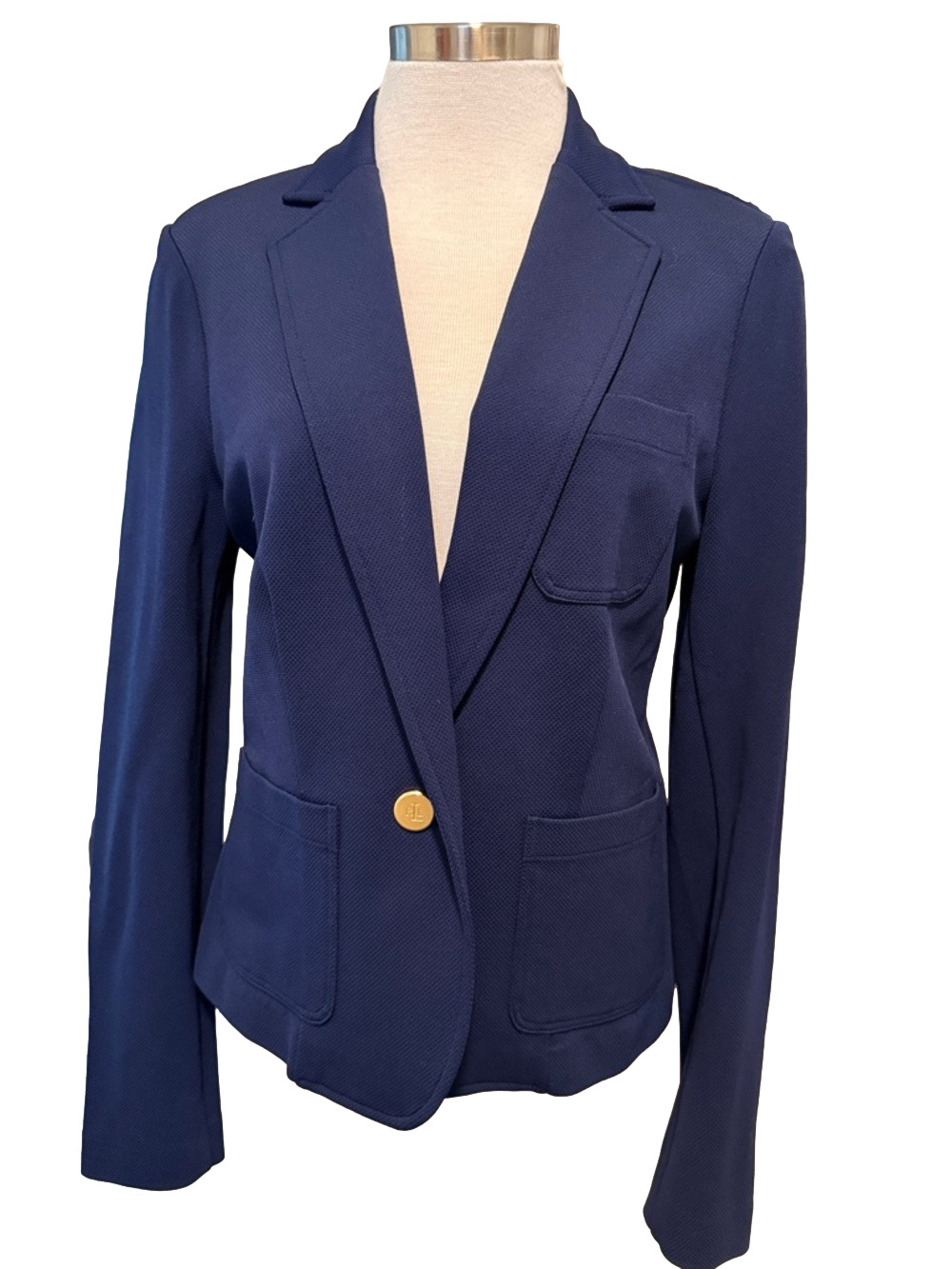 LAUREN Ralph Lauren Navy Knit Blazer  Sz M